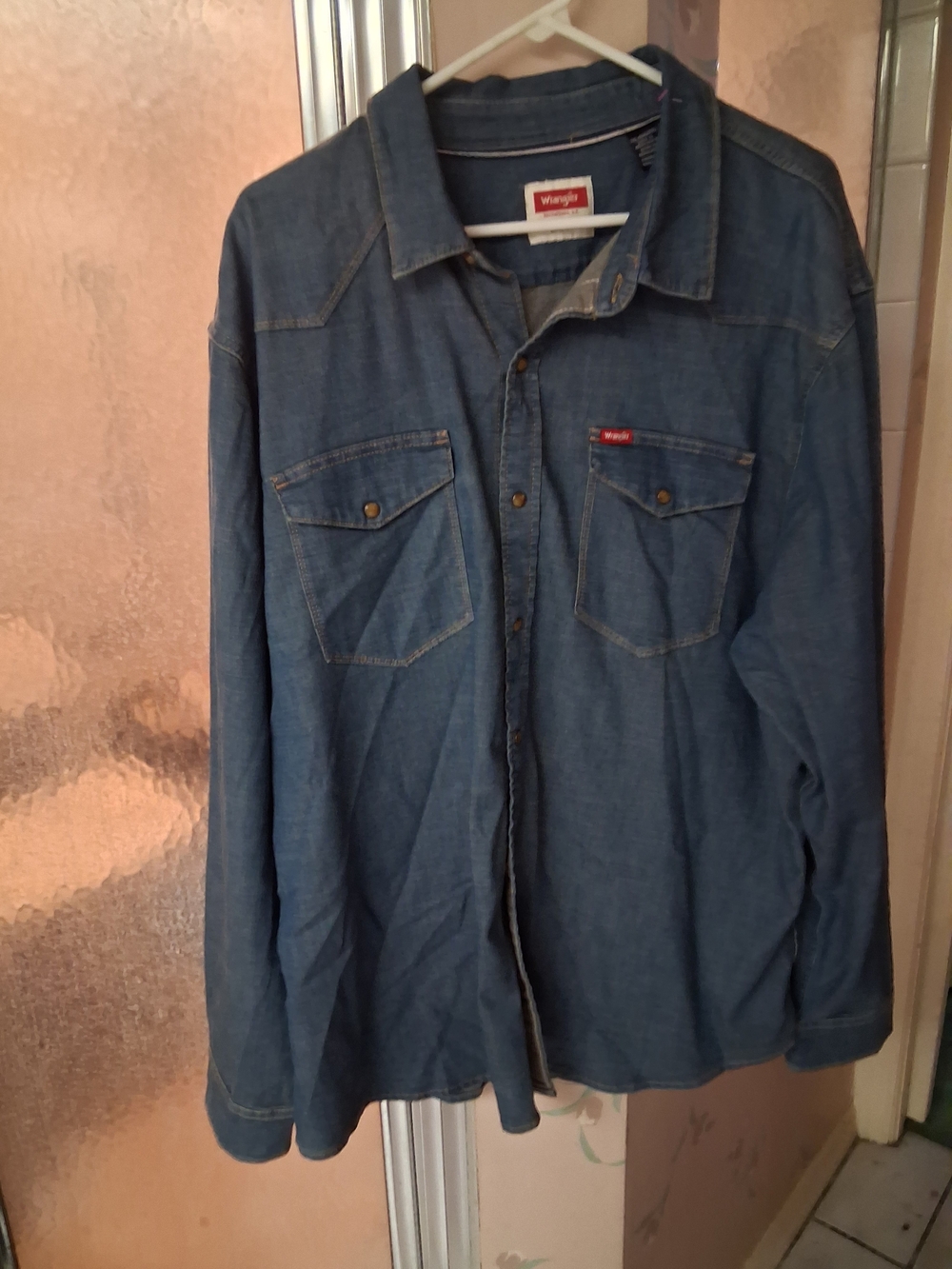 Wrangler Men's Denim Blue 2XL Button-Front Shirt Jacket